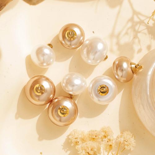 Plastikiniai Pakabukai, 304 Nerūdijantis plienas, su Plastikiniai Perlas, Butas Round, padengtą, Pasidaryk pats, daugiau spalvų pasirinkimas, 10kompiuteriai/Krepšys, Pardavė Krepšys