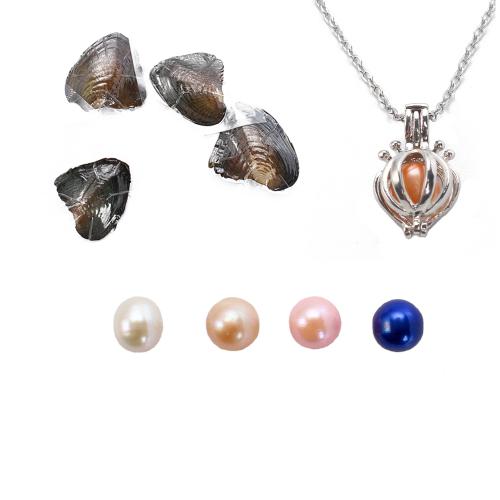 Freshwater Pearl Gravida Harmony boll halsband, med Zink Alloy, mode smycken, fler färger för val, 170x120x30mm, Längd 45 cm, 4PC/Lot, Säljs av Lot