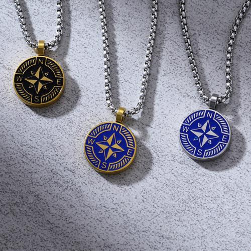 titanové přívěsky, Titanium ocel, Kompas, á, různé styly pro výběr & pro muže, 24x18x3mm, Prodáno By PC