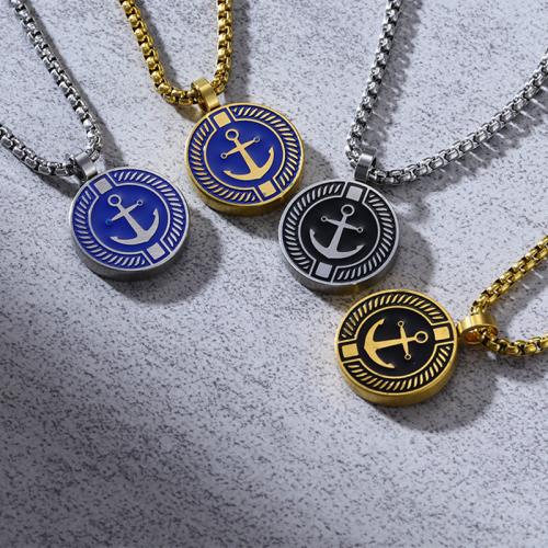 titanové přívěsky, Titanium ocel, Flat Round, á, unisex & různé styly pro výběr & smalt, 24x18x4mm, Prodáno By PC