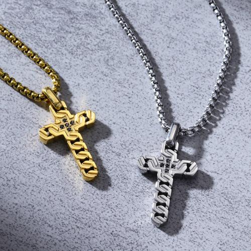 titanové přívěsky, Titanium ocel, Kříž, á, unisex & různé styly pro výběr & s drahokamu, 34x19x3mm, Prodáno By PC