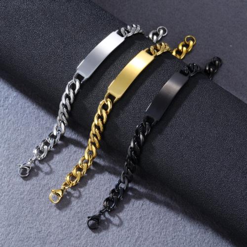 Acier inoxydable 304 bracelet, Placage, bijoux de mode & pour homme, plus de couleurs à choisir, Longueur Environ 8.3 pouce, Vendu par PC