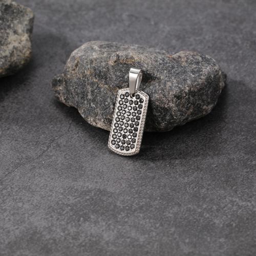 titanové přívěsky, Titanium ocel, Obdélník, á, unisex & různé styly pro výběr & s drahokamu, 16x8x2mm, Prodáno By PC