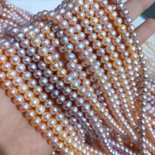 Natural de água doce pérolas pérolas soltas, Pérolas de água doce, Ligeiramente Redondo, DIY, Mais cores pare escolha, 5.5-6mm, vendido por Strand