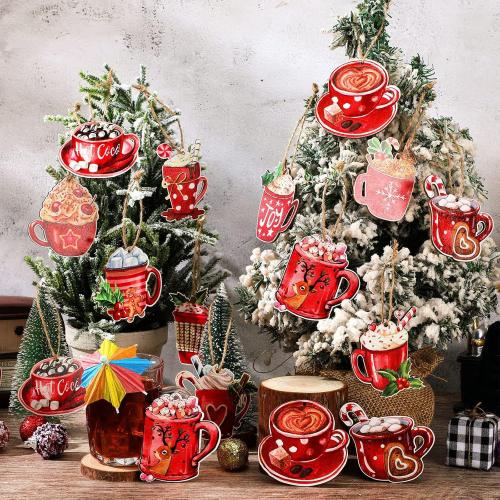 Wood Christmas Hanging Ornaments fashion jewelry nickel lead & cadmium free Sold By Set