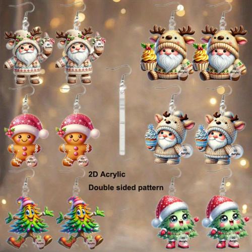 julen Øreringe, Akryl, Udskrivning, mode smykker, flere farver til valg, Solgt af par