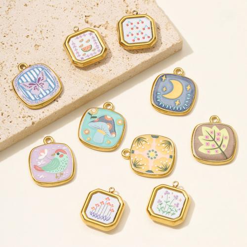 Stainless Steel Pendants 304 Stainless Steel gold color plated DIY & enamel Sold By Bag