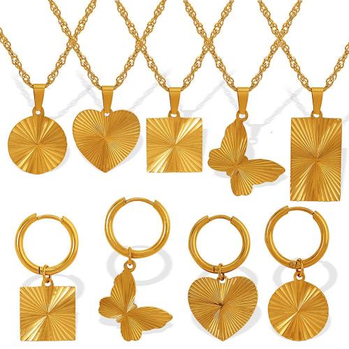 Stainless Steel smycken Ställer, 304 rostfritt stål, 18K guldpläterad, mode smycken & olika stilar för val & för kvinna, Säljs av PC