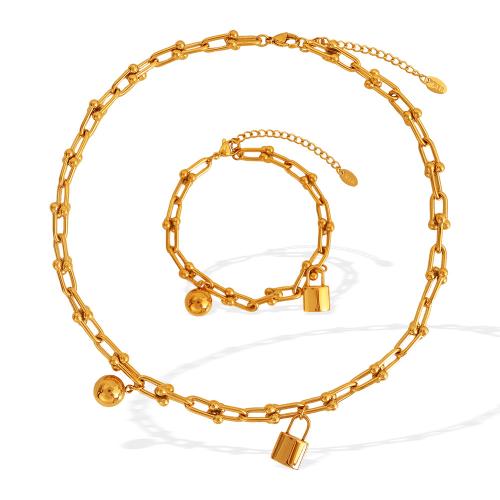 Stainless Steel smycken Ställer, 304 rostfritt stål, plated, mode smycken & olika stilar för val & för kvinna, gyllene, Säljs av PC