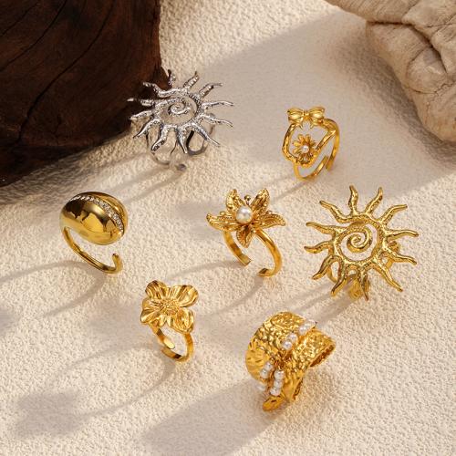 Ring Finger ze stali nierdzewnej, Stal nierdzewna 304, ze Perła plastikowa, Powlekane, biżuteria moda & różne style do wyboru & dla kobiety, złoty, sprzedane przez PC