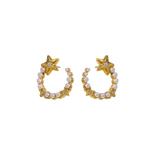 Boucle d'oreille de gaujon en acier inoxydable, Acier inoxydable 304, avec perle de plastique, Placage, styles différents pour le choix & pour femme & avec strass, plus de couleurs à choisir, Vendu par paire