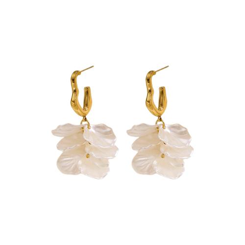 Edelstahl Tropfen Ohrring, 304 Edelstahl, mit ABS Kunststoff, plattiert, Modeschmuck & für Frau, goldfarben, verkauft von Paar