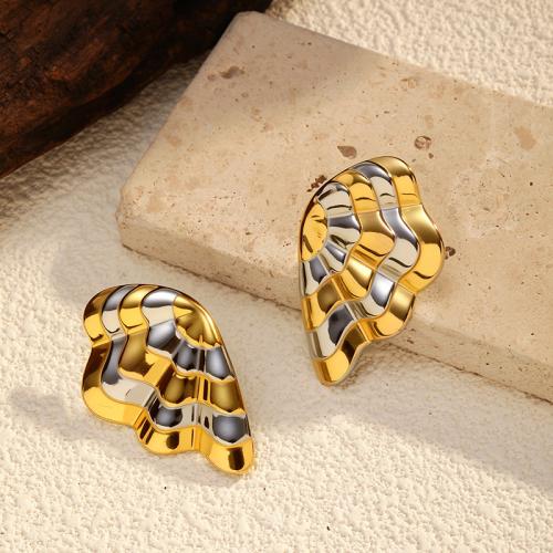 Boucle d'oreille de gaujon en acier inoxydable, Acier inoxydable 304, Placage, styles différents pour le choix & pour femme & deux tons, Vendu par paire