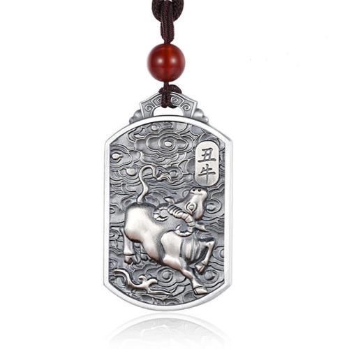 Pingentes Jóias de bronze, cobre, Zodíaco Chinês, banhado, DIY, prateado, níquel, chumbo e cádmio livre, 46x3x27mm, vendido por PC