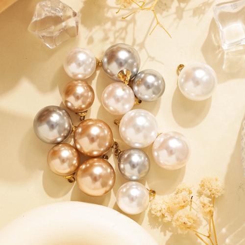 Plastikiniai Pakabukai, Plastikiniai Perlas, su 304 Nerūdijantis plienas, padengtą, Pasidaryk pats, daugiau spalvų pasirinkimas, 10poros/Krepšys, Pardavė Krepšys