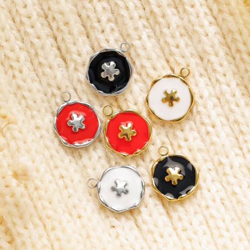 Stainless Steel Flower Pendant 304 Stainless Steel plated DIY & enamel Sold By Bag