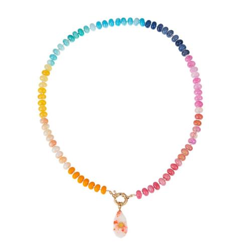 Collier Murano, chalumeau, avec Pierre naturelle & laiton, Placage de couleur d'or, bijoux de mode & styles différents pour le choix & pour femme, Vendu par PC