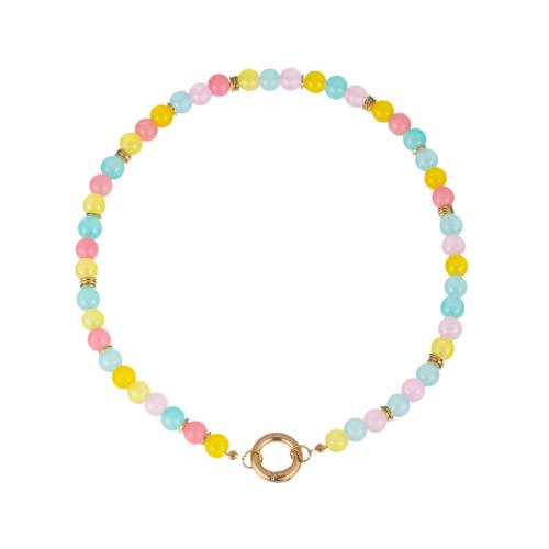 Collier Murano, chalumeau, avec laiton, Placage de couleur d'or, bijoux de mode & pour femme, doré, Vendu par PC