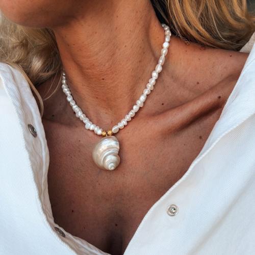 Collar de Nácar, Perlas plásticas, con turquesa & Nácar, chapado, Joyería & para mujer, Vendido por UD