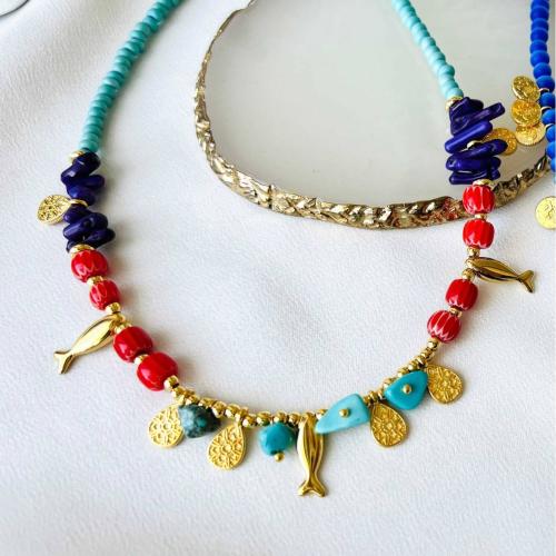 Collier Murano, coquille, avec Acier titane & chalumeau, Placage, bijoux de mode & pour femme, Vendu par PC