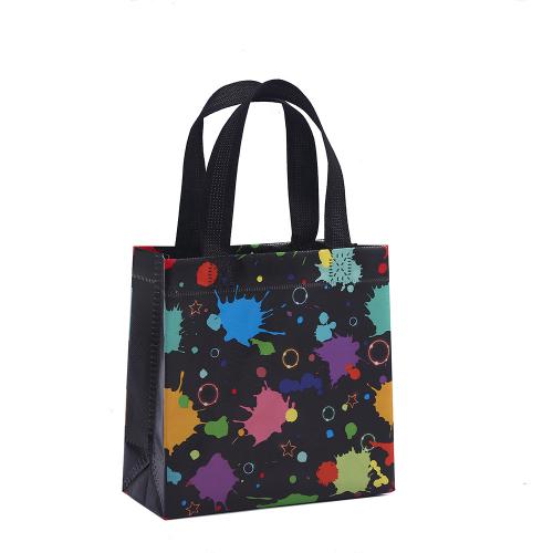 Tissus non tissés Sac de cadeau, Impression, modèles différents pour le choix, noire, 200x200x90mm, Vendu par PC