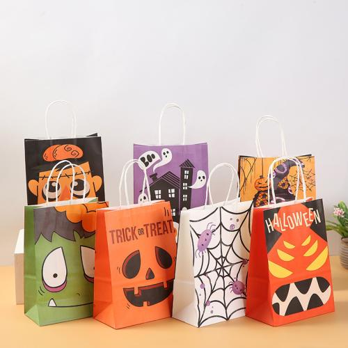 Kraft Gift Bag, Impressão, Design de Halloween & Varios pares a sua escolha, 210x150x80mm, vendido por PC