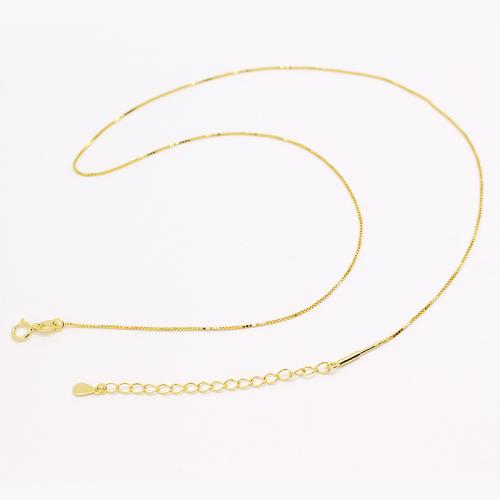 925 Sterling Silver Halsband kedja, guldfärg pläterade, DIY & olika storlek för val & box kedja, Säljs av PC