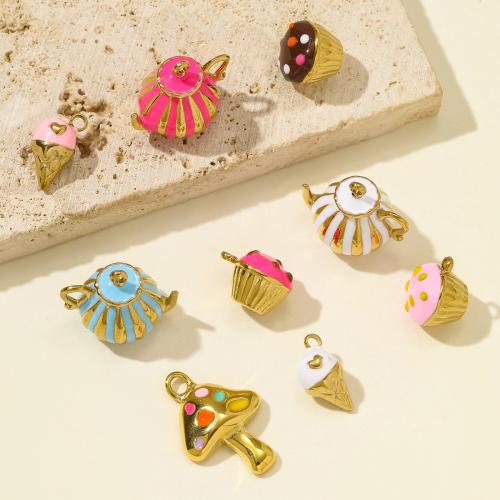 Stainless Steel Pendants 304 Stainless Steel gold color plated DIY & enamel Sold By Bag