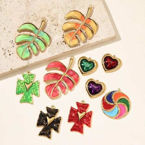Stainless Steel Pendants 304 Stainless Steel gold color plated DIY & enamel Sold By Bag