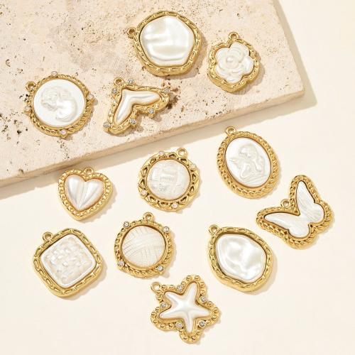 Pingente de resina, Aço inoxidável 304, with resina, cromado de cor dourada, DIY & com strass, Mais cores pare escolha, 3PCs/Bag, vendido por Bag