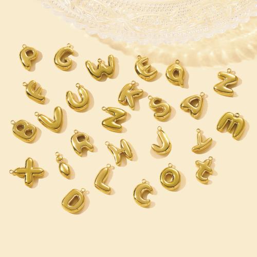 Rostfritt stål Häng Brev, 304 rostfritt stål, Alfabetsbokstav, guldfärg pläterade, DIY, gyllene, 3PC/Bag, Säljs av Bag