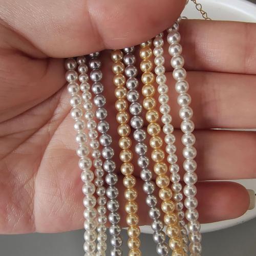 Colliers de perles de verre, perle de verre, Placage de couleur d'or, bijoux de mode, plus de couleurs à choisir, 3-4mm, Vendu par brin