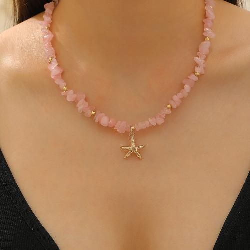 Collier bijoux de pierre gemme, Pierre naturelle, avec alliage de zinc, Placage de couleur d'or, bijoux de mode, plus de couleurs à choisir, Vendu par PC