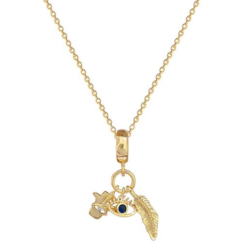 Collier d'acier titane, avec laiton, Placage, pavé de micro zircon & pour femme & creux, doré, Vendu par PC