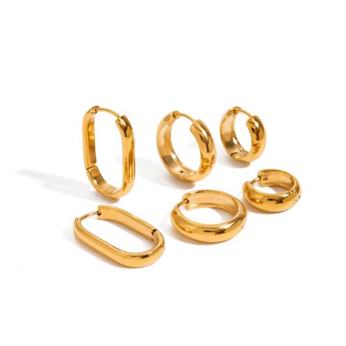 Anilla Aro Pendiente, acero inoxidable 304, 18K chapado en oro, Joyería & diferentes estilos para la opción & para mujer, Vendido por Par