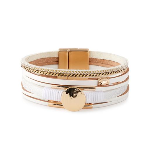 Bracelets cordon PU, alliage de zinc, avec cuir PU, fait à la main, bijoux de mode & multicouche & pour femme, plus de couleurs à choisir, Vendu par PC