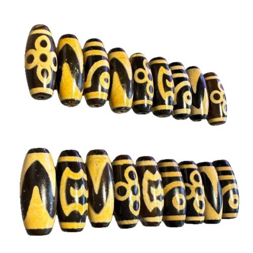 Naturliga tibetanska agat Dzi Pärlor, slumpmässigt skickade & blandad mönster & DIY, 8x20mm, 10PC/Bag, Säljs av Bag