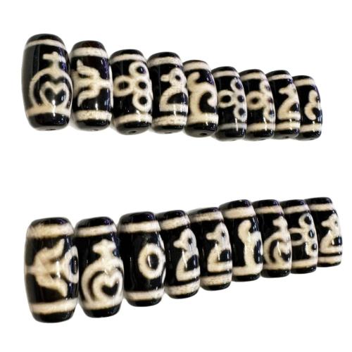 Naturliga tibetanska agat Dzi Pärlor, slumpmässigt skickade & blandad mönster & DIY, 10x20mm, 10PC/Bag, Säljs av Bag