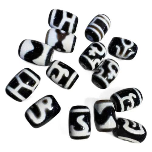 Naturliga tibetanska agat Dzi Pärlor, slumpmässigt skickade & blandad mönster & DIY, 12x16mm, Säljs av PC