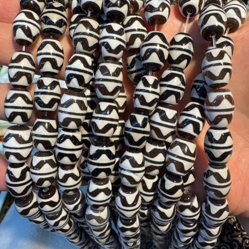 Természetes tibeti Achát Dzi Gyöngyök, csiszolt, DIY & különböző modellek a választás, 10x14mm, 25PC-k/Strand, Által értékesített Strand