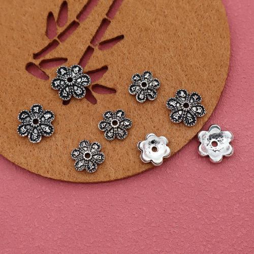 Lo zinco in lega tallone Cap, lega in zinco, Fiore, placcato color argento, DIY, Diametro interno:Appross. 1.5mm, 100PC/borsa, Venduto da borsa