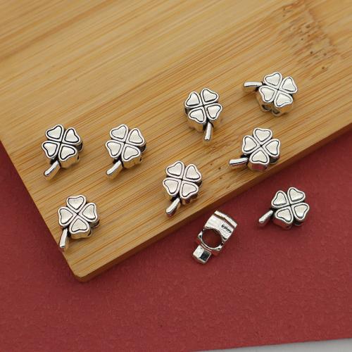 Zink Alloy Smycken Pärlor, Four Leaf Clover, silver pläterad, DIY, silver, 13x8mm, Säljs av Bag
