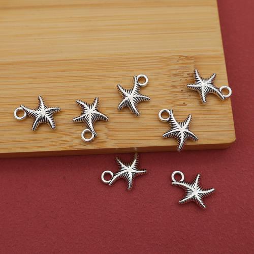 Zinc Alloy Animal Pendants Starfish silver color plated DIY antique silver color Sold By Bag