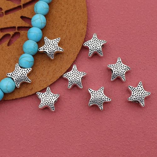 Zink Alloy Animal Pärlor, Sjöstjärna, silver pläterad, DIY, 12x12x6mm, Innerdiameter:Ca 4.5mm, 100PC/Bag, Säljs av Bag