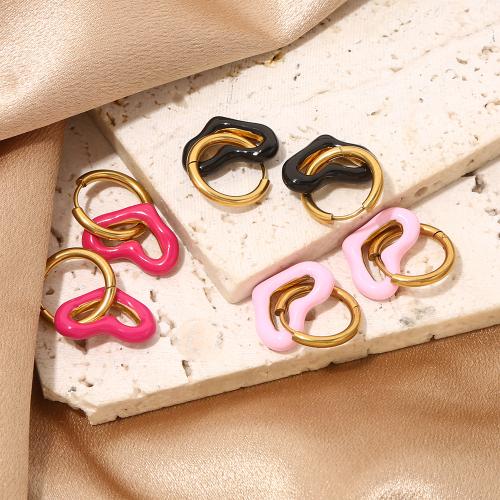 Edelstahl Tropfen Ohrring, 304 Edelstahl, goldfarben plattiert, Modeschmuck & Emaille, goldfarben, verkauft von Paar