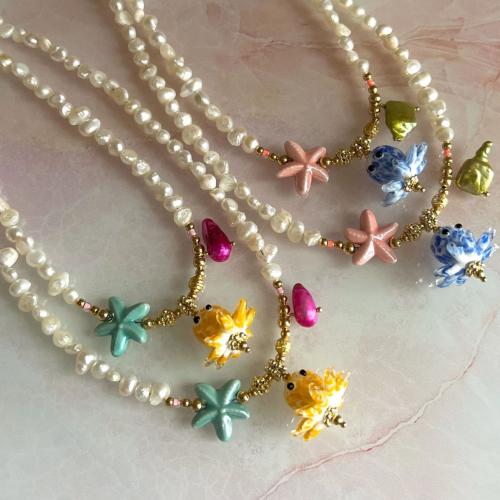 Collier Murano, Acier inoxydable 304, avec Des billes de verre & chalumeau, Placage, bijoux de mode & pour femme, plus de couleurs à choisir, Vendu par PC