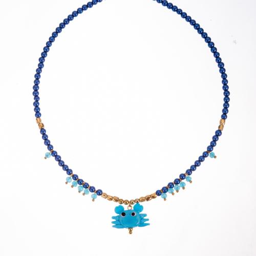 Lampwork Collier, 304 rostfritt stål, med Glaspärlor & Duk & Lampwork & Kopparbelagd plast, plated, mode smycken & olika stilar för val & för kvinna, blandade färger, Säljs av PC