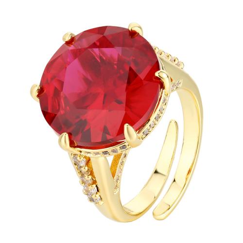 Brass prst prsten, Mosaz, barva pozlacený, módní šperky & pro ženy & s drahokamu, více barev na výběr, Prodáno By PC