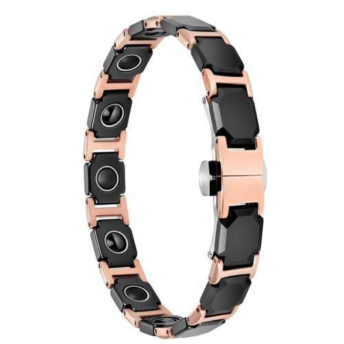 Acier inoxydable 304 bracelet, avec Pierre de Noir-Magnetic & porcelaine & acier inoxydable 316L, bijoux de mode & pour femme, Longueur Environ 8.3 pouce, Vendu par PC