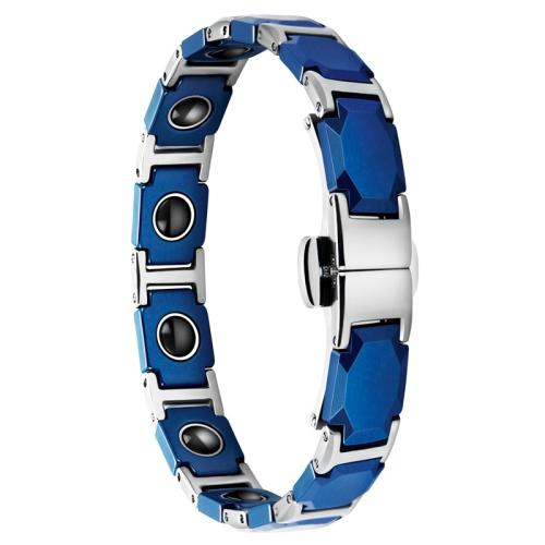 Acier inoxydable 304 bracelet, avec Pierre de Noir-Magnetic & porcelaine & acier inoxydable 316L, bijoux de mode & pour femme, Longueur Environ 7.9 pouce, Vendu par PC